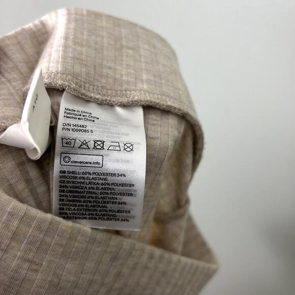 H&M Ribbed Knit Flare Pants Oatmeal Tan High Rise Lightweight Loungewear Small - Picture 7 of 7